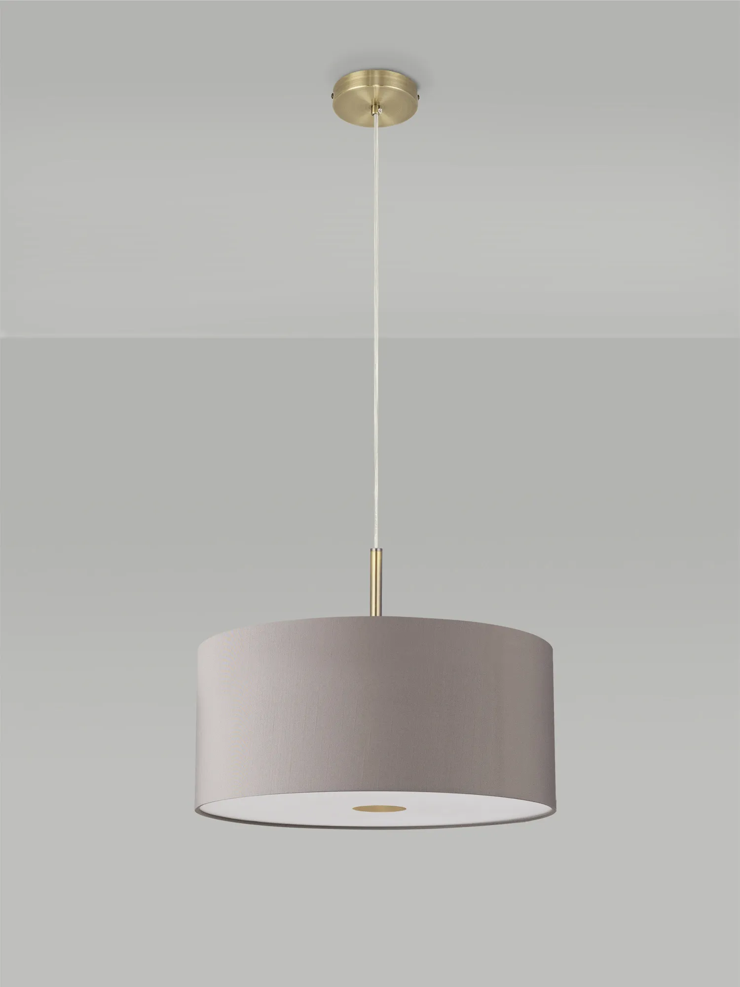 Baymont 40cm Pendant 1 Light Antique Brass, Grey, Frosted Diffuser DK0222  Deco Baymont AB GR